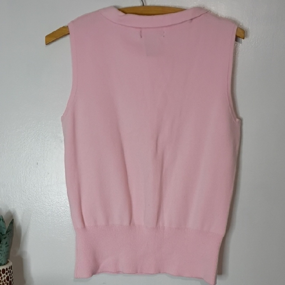 Good Clothes Pink Sleeveless Sweater Tank Top Medium Bow Crew Neck Feminine - Picture 7 of 8
